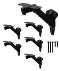 Sturdy 3 Inch Black Handrail Brackets for Stairs Six Pack with screws, showing durable matte finish and tough as nails design.