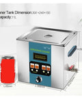 Heavy Duty 11 Liter Ultrasonic Cleaner Featuring 40 80 And 120 Khz Transducers For Vinyl Records Stainless Steel Basin dimensions with 11L capacity.