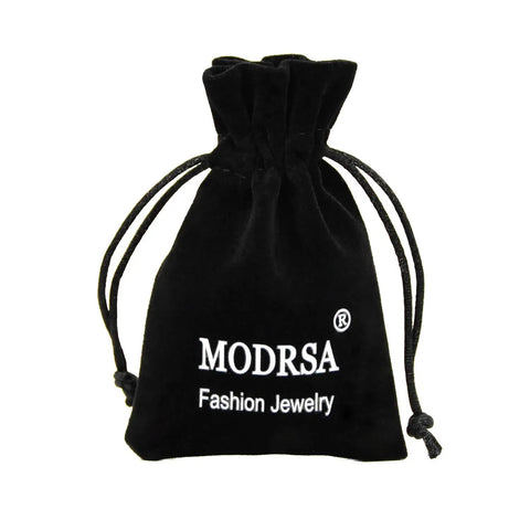 Black drawstring pouch with 'MODRSA Fashion Jewelry' text for 10 Pack 14G Stainless Steel Industrial Barbell Earrings Set