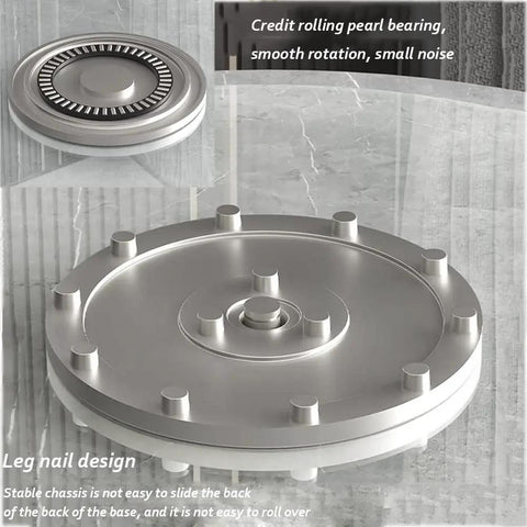 Tempered Glass Lazy Susan Turntable with stainless steel bearings on marble surface, 100cm diameter.