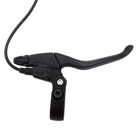 Waterproof Electronic Brake Lever Set For Ebikes With 2 Pin Waterproof Connector 20cm Long Delivers Safe Power Cut When Brakes Are Applied Easy To Install And Use, black aluminum alloy lever, side view.