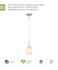 Mini Pendant Ceiling Light Fixture 60W E26 Socket 120V Dimmable Compatible With LED CFL Incandescent Bulbs ETL Listed