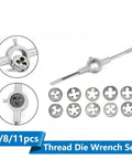 Heavy Duty Metric Hand Tap And Die Set With M3 To M12 Screw Thread Taps Plus Adjustable Wrench For Precision Metalworking And DIY Repairs Today thread die wrench set with round dies and adjustable holder