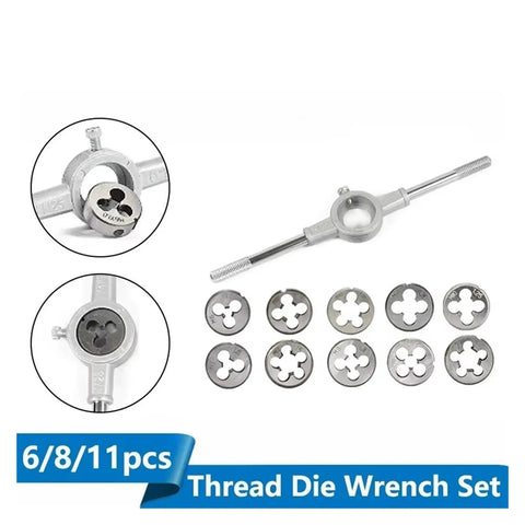 Heavy Duty Metric Hand Tap And Die Set With M3 To M12 Screw Thread Taps Plus Adjustable Wrench For Precision Metalworking And DIY Repairs Today thread die wrench set with round dies and adjustable holder