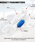 Heavy Duty Manual Gas Siphon Pump With Flexible Hose For Quick Truck And Suv Fuel Transfer And No Hassle Diesel Oil Drain Tool That Gets Her Done For Everyday Drivers On The Go, featuring hose, hard connecting pipe, and water suction port.