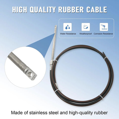 Outboard Rotary Steering System Kit With Thirteen And A Half Inch Wheel Three Quarter Inch Tapered Shaft Ten Foot Marine Cable For Boat And Yacht Mechanical Steering Upgrade