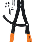 Heavy Duty Internal Retaining Ring Pliers With Spring Lock Ratchet For Tight Snap Ring Jobs, 16 Inch Reach, Made In USA