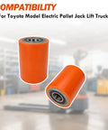 Durable Load Wheel Replacement For Toyota Electric Pallet Jack Lift Truck 8HBW23 2 Pcs Heavy Duty Wheel shown in warehouse