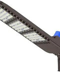 LED Parking Lot Light 300W Waterproof IP65 Shoebox Area Light With Dusk To Dawn Photocell shown from side angle