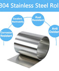 Heavy Duty 304 Stainless Steel Shim Stock Roll Pro Grade Full Hard Temp 50 In Long By 6 In Wide 0.001 In Thick Corrosion Resistant And Rustproof With High Temperature Tolerance For Precision Shimming In Industrial Use