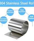 Premium 304 Stainless Steel Shim Stock Roll in full hard temper, 50 inch long, 6 inch wide, 0.003 inch thick, rustproof