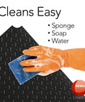 Cleans Easy with sponge, soap, water on Heavy Duty Anti Slip Shelf Liner Set For Wire Shelving, 4 Pack, 18x48 Black Diamond Pattern