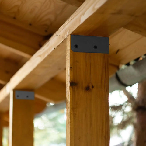 20 Pack Deck Railing Brackets For 2x4 Wood Posts One And A Half Inch Black Powder Coated Carbon Steel Connectors For Fences Porches And Handrails Durable Heavy Duty Hardware For DIY Installation on wood posts