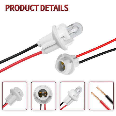 Close-up of T10 Extension Harness with Ten Bulbs and Ten Sockets for Brake Lights Turn Signals Daytime Running Lights