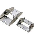 Two stainless steel constant-torque door hinge components with dampers for adjustable angles