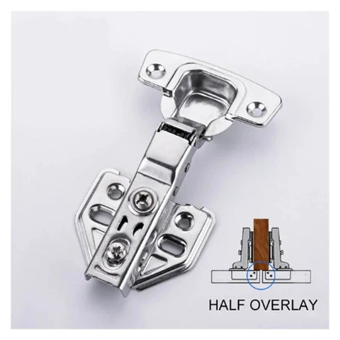 Top Shelf Stainless Steel Cabinet Hinges With Silky Smooth Soft Close Buffer 10 Pack Half Overlay close-up view showing hinge details and mounting points.