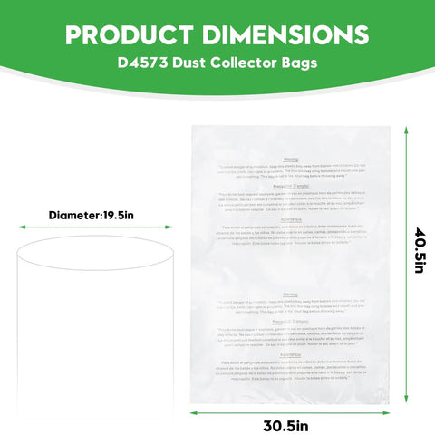 Heavy Duty Dust Collector Bag Thickened 19x33 Inches 5 Mil For Industrial Shop Vac Systems size diagram