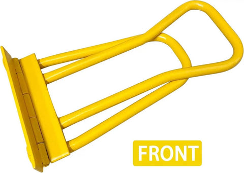 Front view of Eaves Seam Locker For Standing Seam Metal Roofs HTSL25E2 Edge Folding Tool in yellow for drip and rake edge bends.