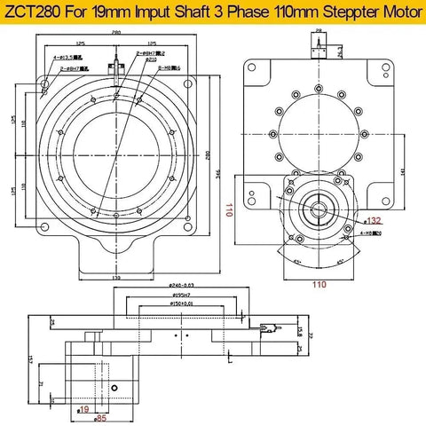 CNC Hollow Rotary Table With 360 Degree Indexing Plate And Four Axis Smooth As Butter Rotation Built Tough For Killer Precision Milling And Routing Projects, technical blueprint.