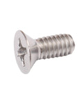 Heavy Duty 304 Stainless Steel Flat Head Machine Screws 100 Pack With Phillips Drive And Full Thread Coverage Half Inch Length close-up view.