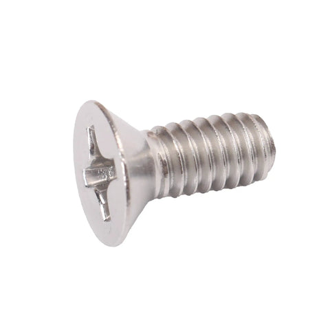 Heavy Duty 304 Stainless Steel Flat Head Machine Screws 100 Pack With Phillips Drive And Full Thread Coverage Half Inch Length close-up view.