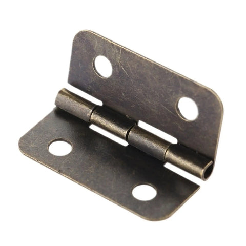 Sturdy Rotating Concealed Hinge Set 4 Pack 30x26mm Iron Vintage Style Furniture Hinges with two mounting holes.