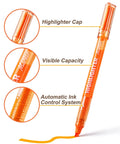 Focus on Six Pack Liquid Highlighters with Vibrant Assorted Colors and Clear View Design, transparent barrel and chisel tip