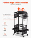 5 Tier Tool Cart With Charging Station And Eight Outlet Bank On Wheels Mobile Drill Holder And Battery Storage Rack