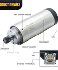 Heavy Duty Air Cooled Spindle 1.5kw 24000rpm 80mm Round Router Motor For Cnc Engraving Machines showing detailed motor components and labeling.