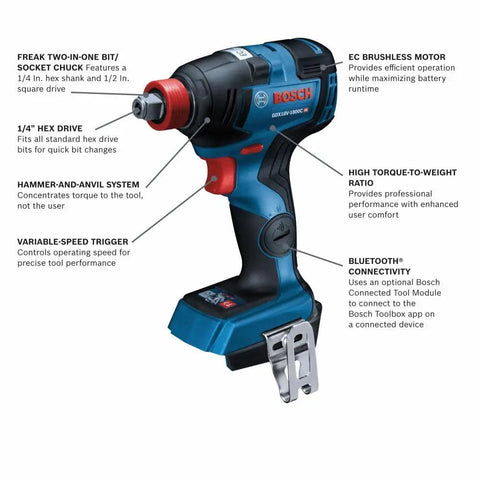 18V Brushless Dual Mode Impact Driver And Wrench With 1800 In Lbs Torque And 4200 IPM Two In One Hex Shank Power Groove Socket