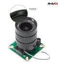Day And Night Vision IMX477 HQ Camera for Jetson Orin NX with 12MP auto IR cut and 6mm CS lens, showing metal sensor details.
