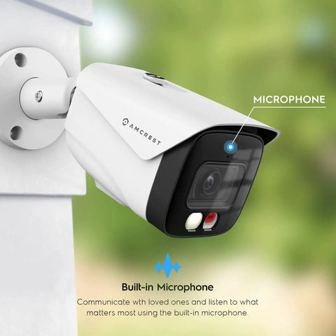 UltraHD 4K IP PoE AI Bullet Camera With 129 Degree Field Of View 49ft Color Night Vision Outdoor Security Cam mounted angle view.