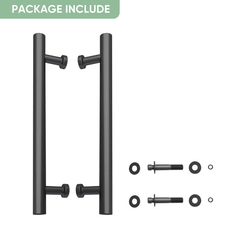 Matte Black Stainless Steel Barn Door Handles 16 Inch Heavy Duty Door Pull Set For Sliding Barn Doors And Pocket Doors