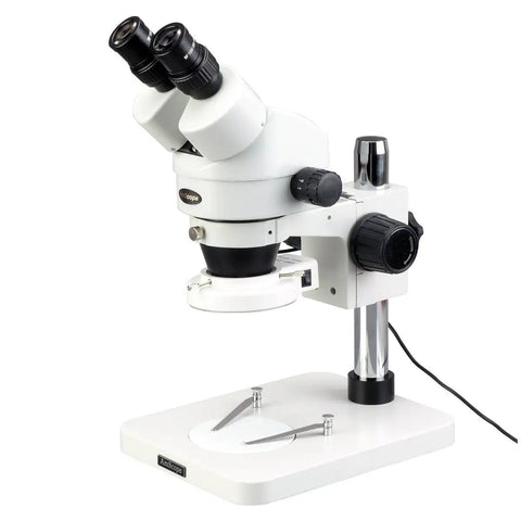 Binocular Stereo Zoom Microscope With 3.5X-45X Magnification, Pro-Grade Widefield Optics, 65mm Field Of View, 8-Inch Working Distance For Precision Inspection And Detailed Crafting on metal stand