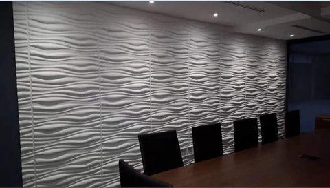 Decorative 3D Wall Panels Dope Wave Design 31.5 x 24.6 Matte White 6 Pack Lightweight Fire Resistant PVC Tiles For DIY Install In Living Room Kitchen TV Backdrop And More