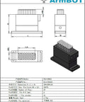 Beefy Flexible Clamp for CNC Fixtures 30x79mm Universal Claw in SUS Stainless Steel With Anodized Aluminum Shell, 6mm Pin, 21mm Stroke, Wear Resistant, Laser Marking Ready, Black technical drawing and 3D view