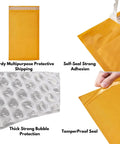 Premium Self Seal Kraft Bubble Mailers 6x10 Inches, 250 Pack Yellow Waterproof Padded Envelopes For Secure Shipping