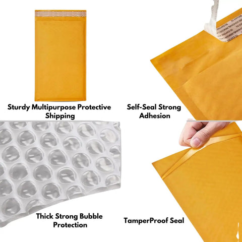 Premium Self Seal Kraft Bubble Mailers 6x10 Inches, 250 Pack Yellow Waterproof Padded Envelopes For Secure Shipping