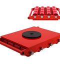 Heavy Duty Industrial Machinery Skate Dolly With 360 Degree Swivel Non Slip Caster And Alloy Steel Or Pu Rollers For Moving Heavy Equipment Smoothly viewed from the side detailing the red color and PU rollers.