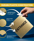 Classic Framed Fire Extinguisher Sign In Brushed Gold Small Size No Tools Needed Wall Mount Easy Adhesive Installation Durable Plastic