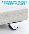 Pack Of Two Silent Roll Chair Wheels Featuring Tough Steel Mounts And Soft Rubber Treads For A Slick Glide Heavy Duty stability on trailer.