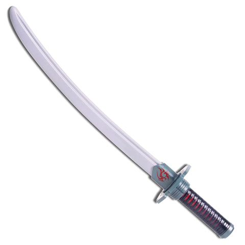 Close-up of a single plastic katana from the Six Piece Ninja Toy Sword Set For Kids With Safe Plastic Blades, Kid-Friendly Dress Up Kit