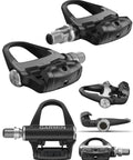 Rally RS100 Single Sensing Power Meter Pedals With Cadence, Shimano Compatible, black, easy installation, multiple angles shown