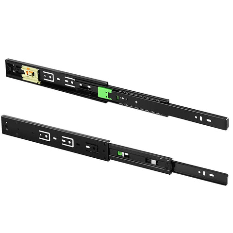 Workhorse 10 Inch 3 Pairs Push To Open Drawer Slides Heavy Duty full extension side mount ball bearings in black finish.