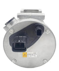 Factory Style Electric AC Compressor Assembly For Toyota BZ4 Hybrid EV Offering ESH34C Build And R134a Refrigerant Flow showing rear connectors.