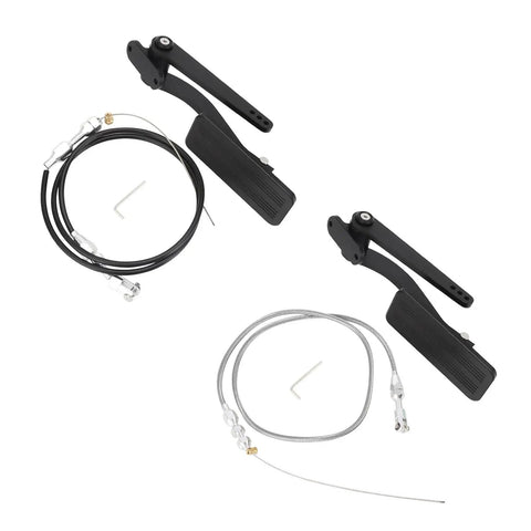 Beefed Up 36 Inch Mechanical Pedal Cable Assembly For LS Swaps Rock Solid Throttle Cable Clean Under Dash Routing Durable Pedal Linkage For Reliable Accelerator Performance And Easy LS Conversion, two black pedals with cables