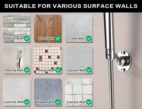 Adjustable Solid Brass Shower Head Holder Wall Mount That Is Built To Last, Rustproof, Heavy Duty Bracket For Any Shower, Dope Bathroom Upgrade, No Plastic, Durable And Corrosion Resistant on tiled wall