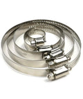 Durable 35 Pcs Adjustable Hose Clamps For Pipes Stainless Steel Worm Gear Fasteners With Wide Range Size Span From 40 To 76mm Perfect Fit For DIY And Home Repairs No More Leaky Hoses Let's Get This Work Done, stainless steel worm gear clamps