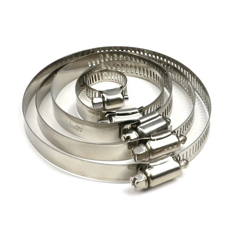 Durable 35 Pcs Adjustable Hose Clamps For Pipes Stainless Steel Worm Gear Fasteners With Wide Range Size Span From 40 To 76mm Perfect Fit For DIY And Home Repairs No More Leaky Hoses Let's Get This Work Done, stainless steel worm gear clamps