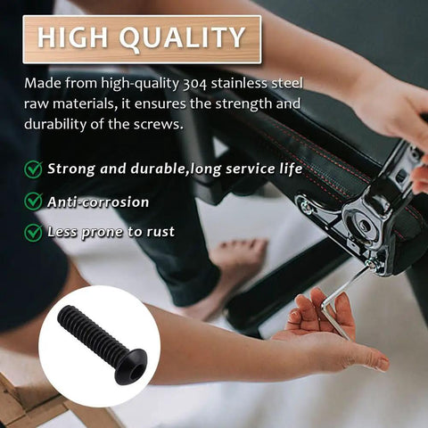 50 Pack 10-32 X 1 Inch Button Head Socket Cap Screws Stainless Steel 304 Allen Hex Drive being used to assemble furniture.